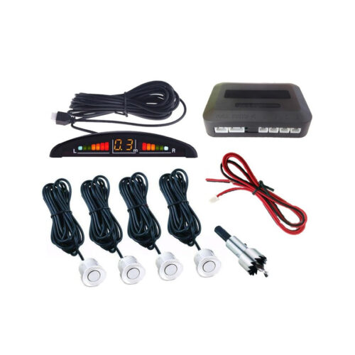Kit 4 Sensori Di Parcheggio Con Display Led+suono Grigio Con Cicalino Acustico