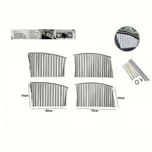 Kit 4pz Tenda Tendina Parasole Proteggi Sole Raggi Uv Magnetica Auto Grigi 70170