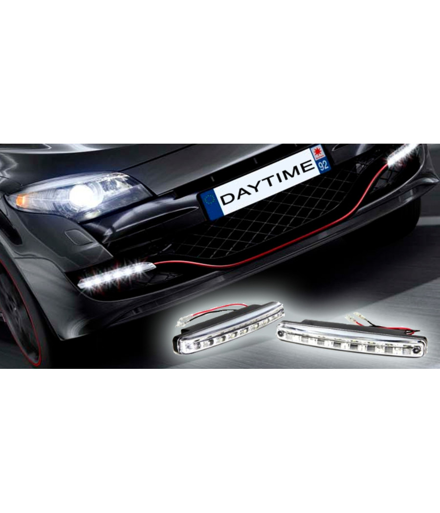 Kit Coppia Luci Auto 8 Led Fanale Daytime Diurne Alta Luminosita' Luce Bianca