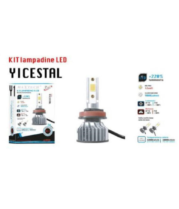 Kit Lampadine A Led Per Auto H11 38w Luce Fredda 6000k 12v 9000lm Maxtech Y1-h11