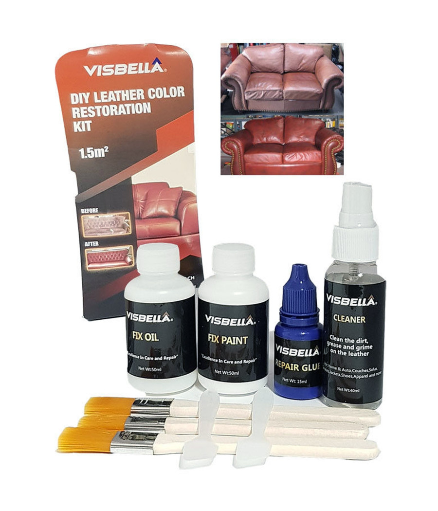 Kit Restauro Pelle Divani Scarpe Interni Auto Ripara Ravviva Cuoio Visbella