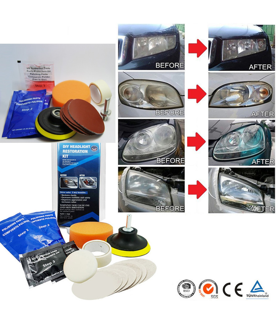 Kit Riparazione Rinnova Fari Fanali Elimina Ingiallimento Auto Moto