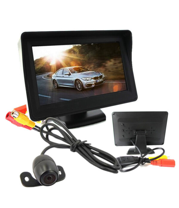 Kit Telecamera Retromarcia Monitor 4,3" Tft Lcd Staffata Cablata Auto Camper
