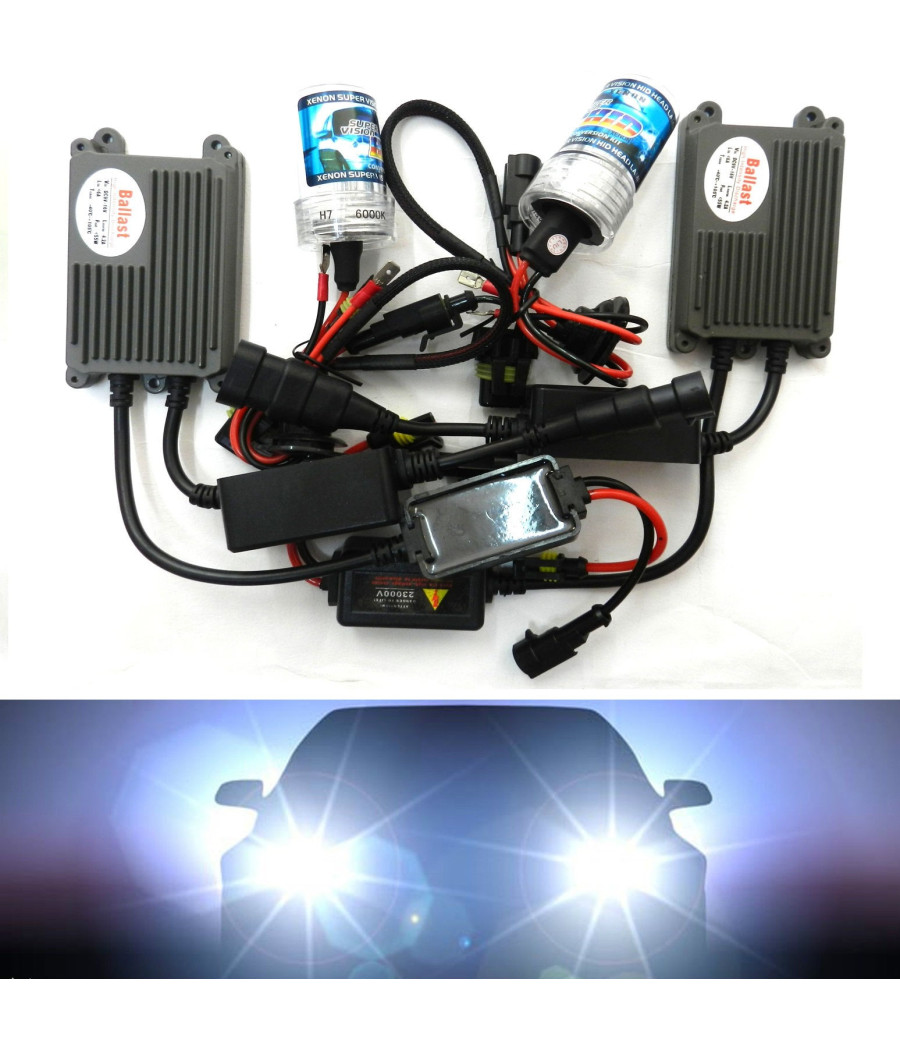 Kit Xenon Ballast 6000k 55w H7 Hid Fari Luce Alta Luminosita Auto Centralina