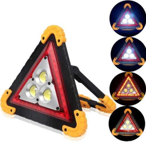 Lampada Da Lavoro Portatile Led Torcia Emergenza Triangolo Cob Ricaricabile 30w