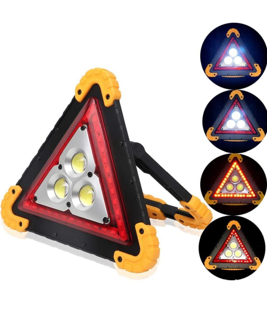 Lampada Da Lavoro Portatile Led Torcia Emergenza Triangolo Cob Ricaricabile 30w