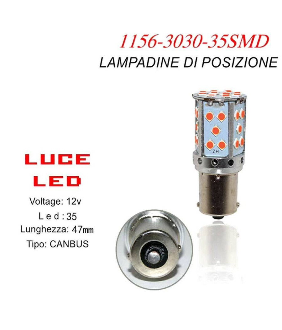 Lampadina Canbus 35 Led Rosso Auto 1156 3030 12v Stop Freni Retromarcia Ca-88