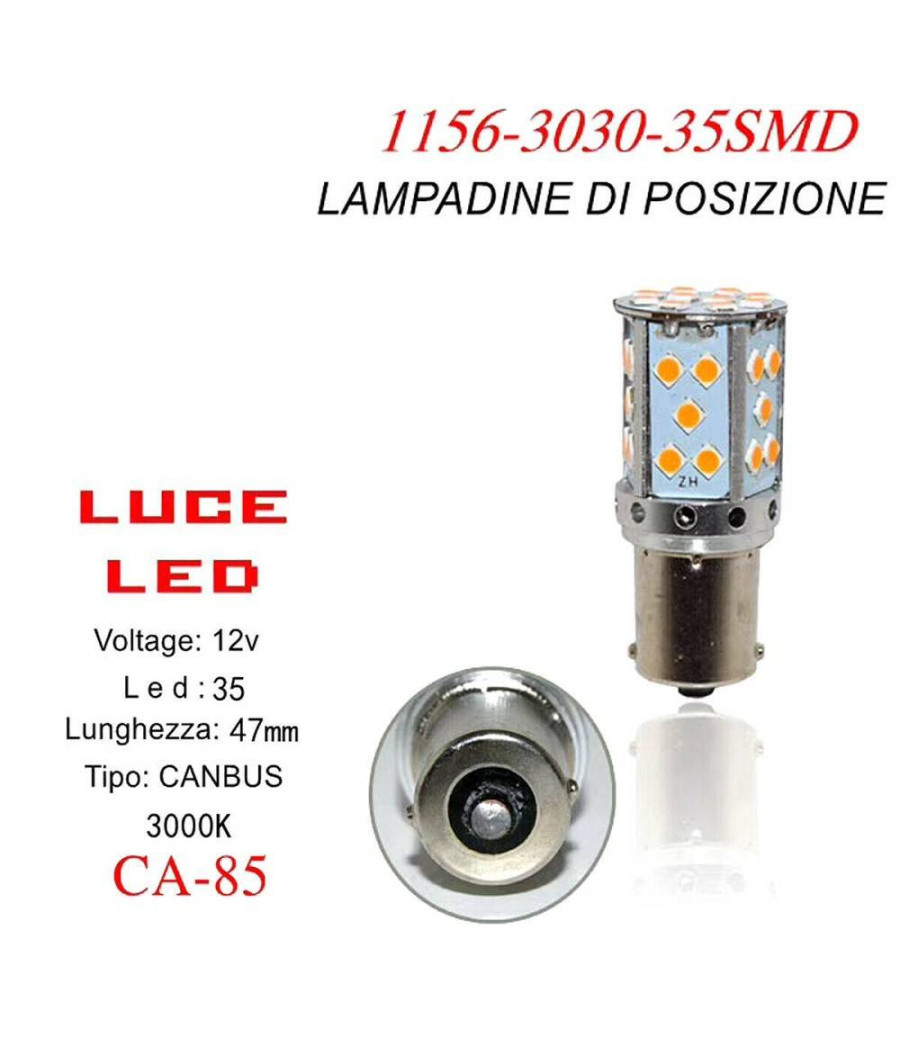 Lampadina Canbus Luce Calda 35 Led Auto 1156 3030 12v Indicatore Direzione Ca-85