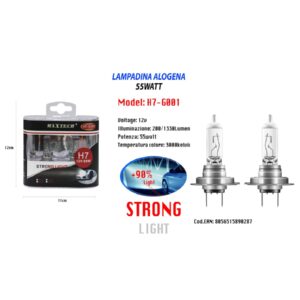 Lampadina Per Auto H7 12v 55 Watt Super Lucido Lampada Alogena Maxtech H7-g001