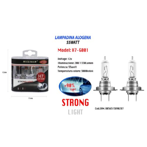 Lampadina Per Auto H7 12v 55 Watt Super Lucido Lampada Alogena Maxtech H7-g001