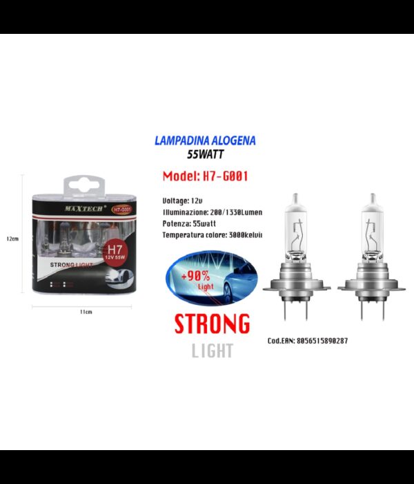 Lampadina Per Auto H7 12v 55 Watt Super Lucido Lampada Alogena Maxtech H7-g001