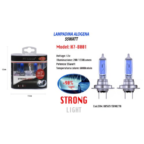 Lampadine Alogene Di Ricambio Per Auto H7 55watt 12v Luce Bianca Maxtech H7-b001