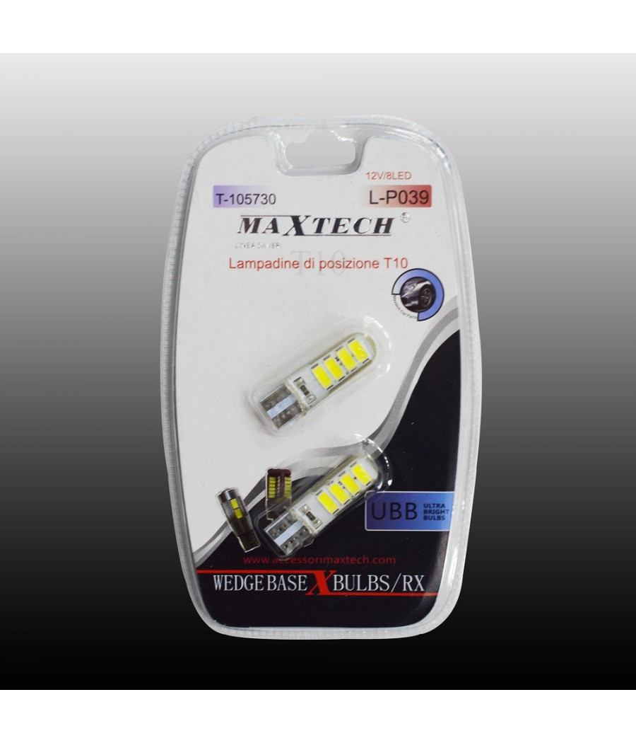 Lampadine Di Posizione 12v - 8 Led T10 Maxtech L-p039 Lampadine Ultra Luminose
