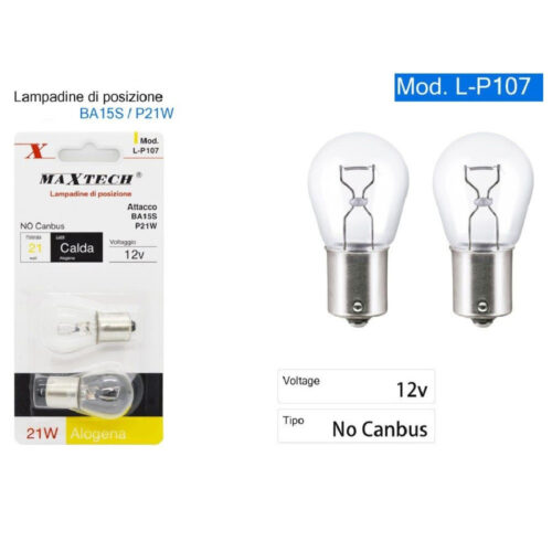 Lampadine Di Posizione Auto Ba15s L-p107 12v 21watt Luce Calda Alogena No Canbus