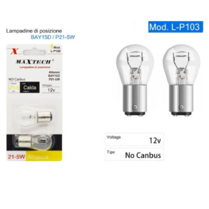 Lampadine Di Posizione Auto Bay15d 12v 21-5w Luce Calda Alogena No Canbus L-p103