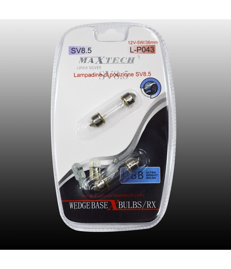 Lampadine Di Posizione Sv8.5 Lampadine Ultra Luminose Maxtech L-p043 12v-5w/36mm