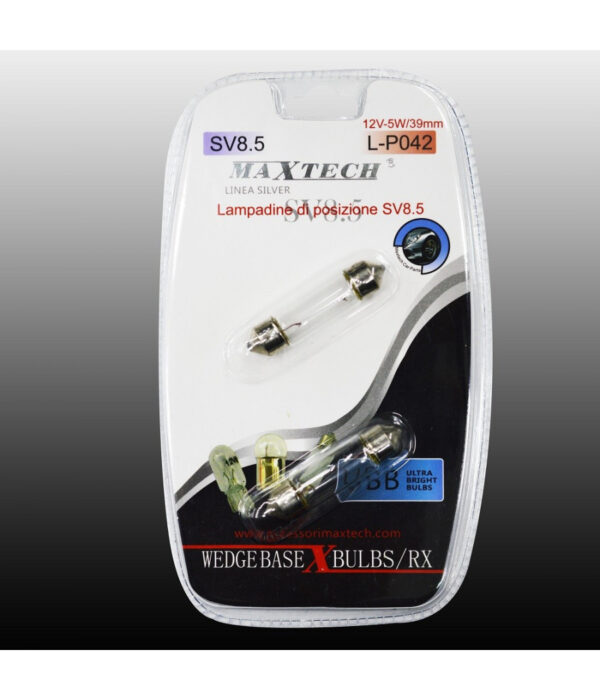 Lampadine Di Posizione Sv8.5 Maxtech L-p042 12v-5w/39mm Lampadine Ultra Luminose