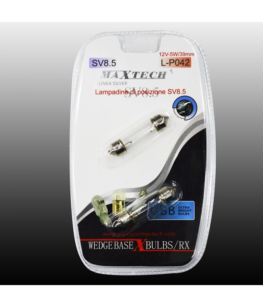 Lampadine Di Posizione Sv8.5 Maxtech L-p042 12v-5w/39mm Lampadine Ultra Luminose