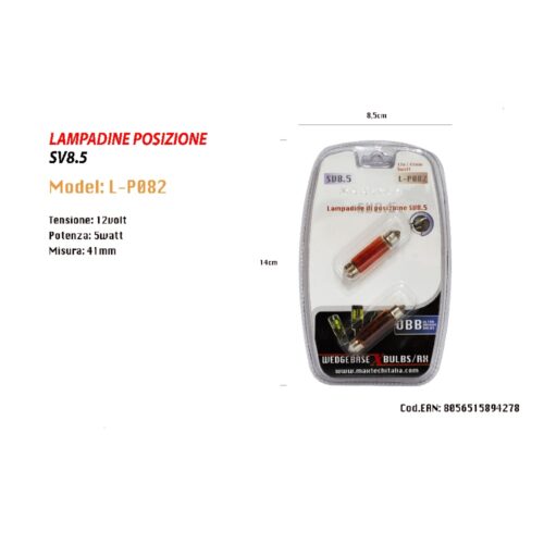 Lampadine Di Posizione Sv8.5 Maxtech L-p082r 12v/41mm 5w Lampadine Ultra Luminose