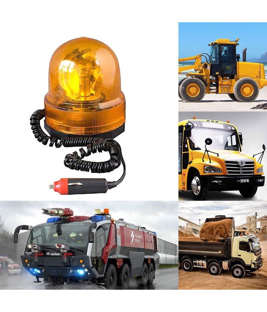 Lampeggiante Segnalatore Emergenza Rotante Calamita Magnetico Auto Trattore 12v