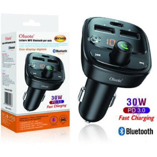 Lettore Mp3 Bluetooth Per Auto 30 W Display Lcd Dc Accendisigari 12v 24v My3408