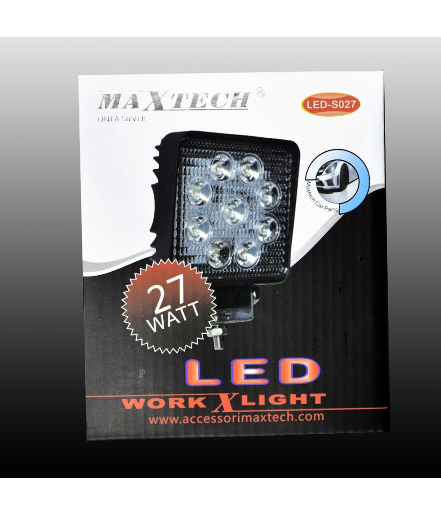 Luci Di Lavoro 27w A Led Da Faro Quadrato Per Auto Fuoristrada Maxtech Led-s027