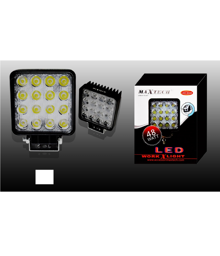 Luci Di Lavoro 48 Watt A Led Da Faro Quadrato Per Auto Barche Maxtech Led-s048