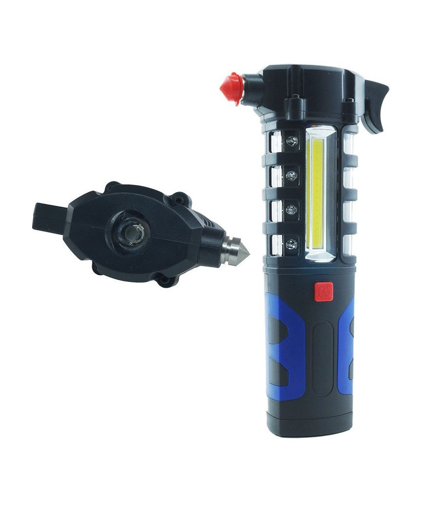 Martello Rompi Vetro Con Torcia Led Lampada Emergenza Calamitata Zj80