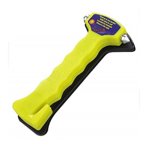 Martello Rompi Vetro Giallo Taglia Cintura Catarifrangente Taglierino Sicurezza Auto