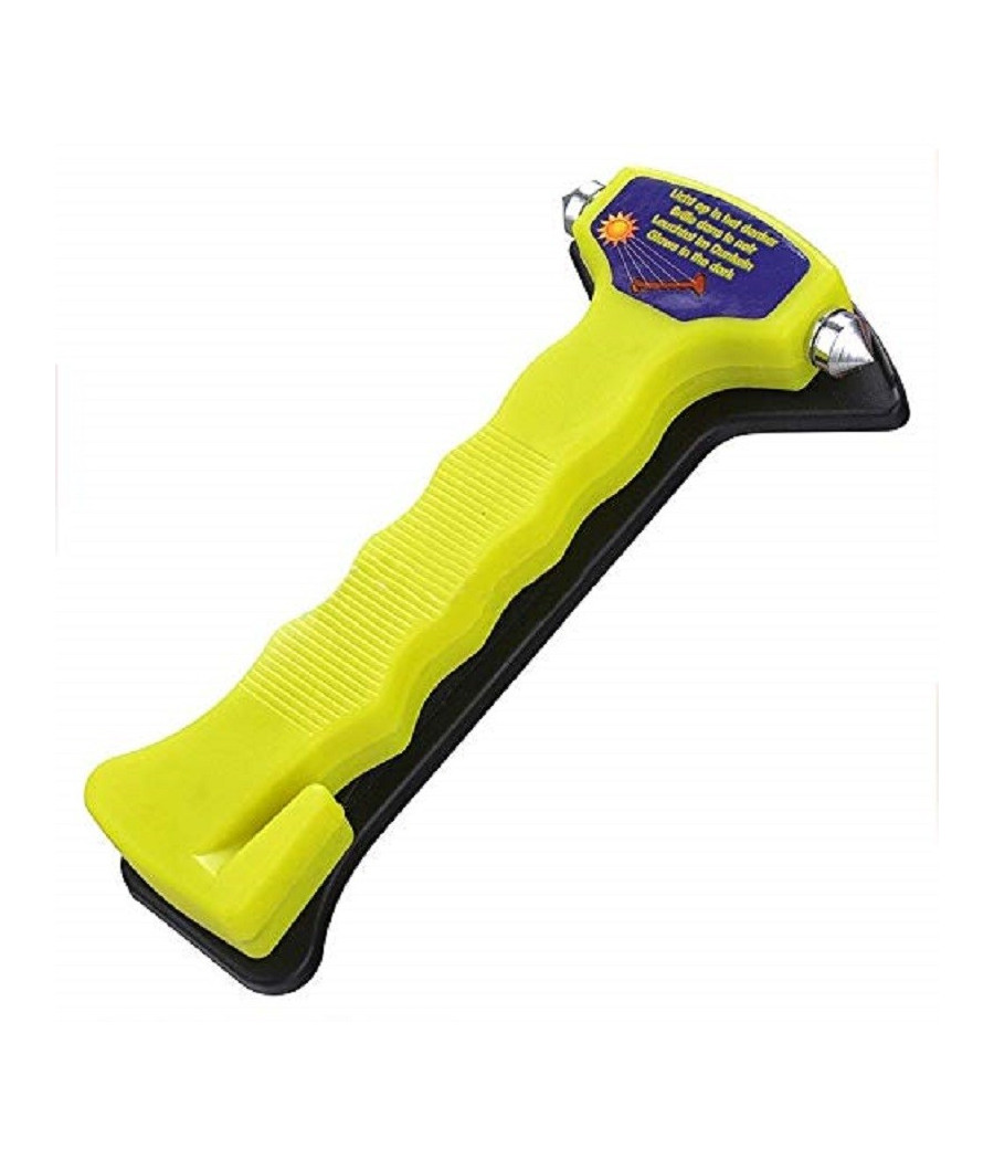 Martello Rompi Vetro Giallo Taglia Cintura Catarifrangente Taglierino Sicurezza Auto