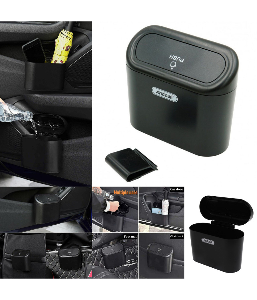 Mini Pattumiera Cestino Portaoggetti Rifiuti Per Auto Con Clip Supporto Q-l088