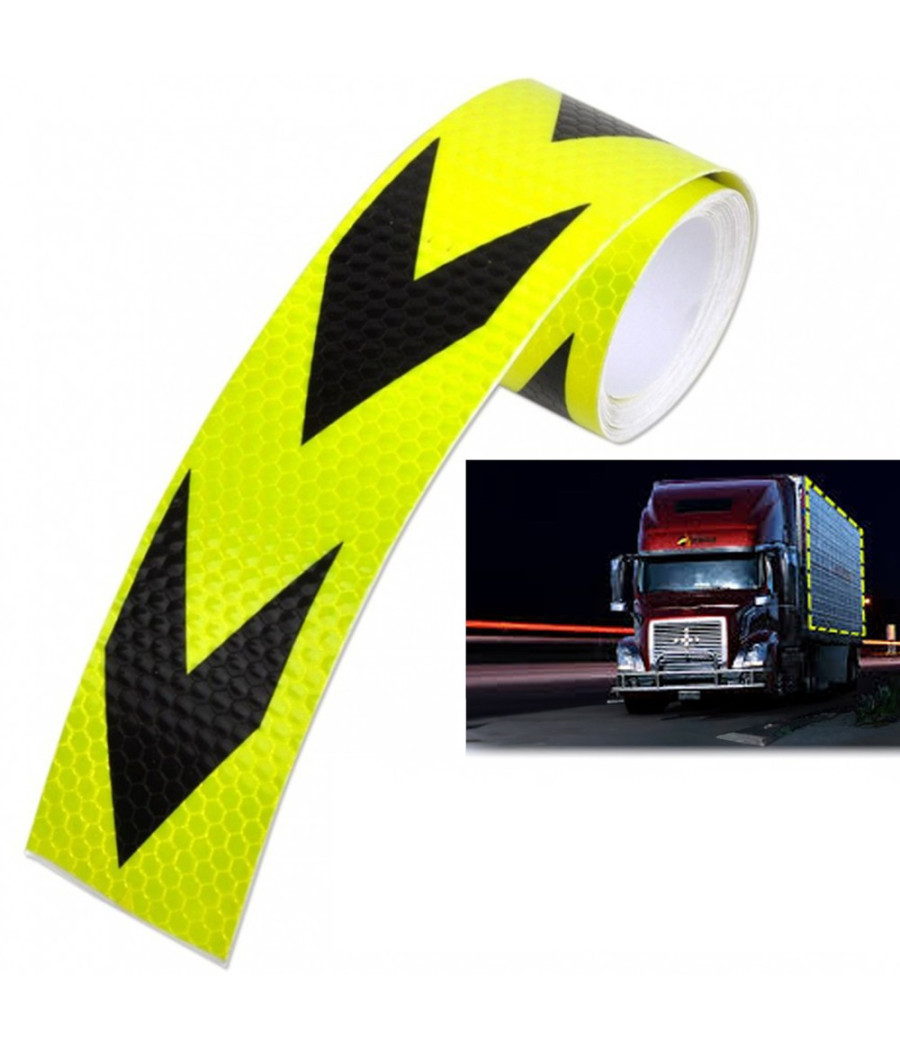 Nastro Adesivo Catarifrangente Per Auto Camion Giallo E Nero Alta Visibilitá 5mt