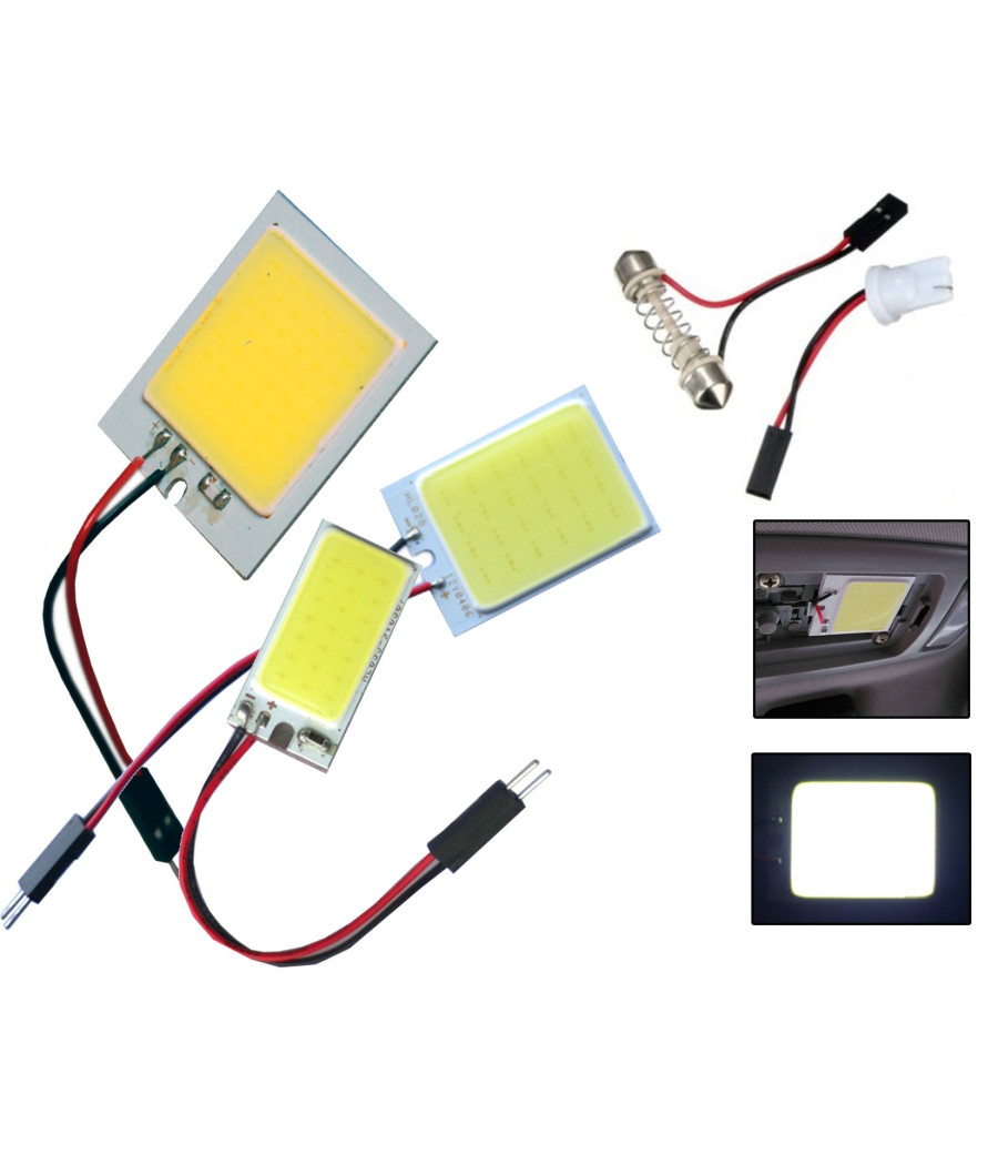 Pannello Led Cob Chip Luce Cortesia Interno Auto Adattatore T10