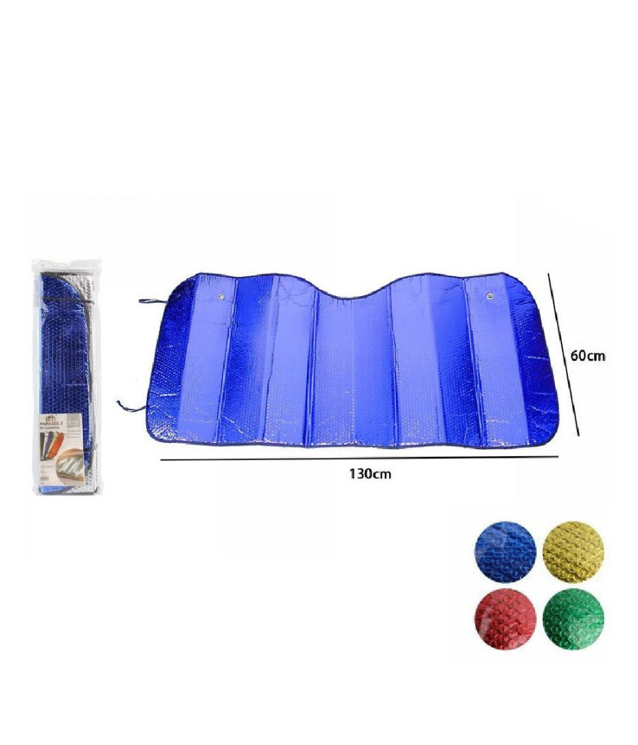 Parasole Metallico Per Auto Colorato Protegge Cruscotto Sole Caldo 130x60cm 70157