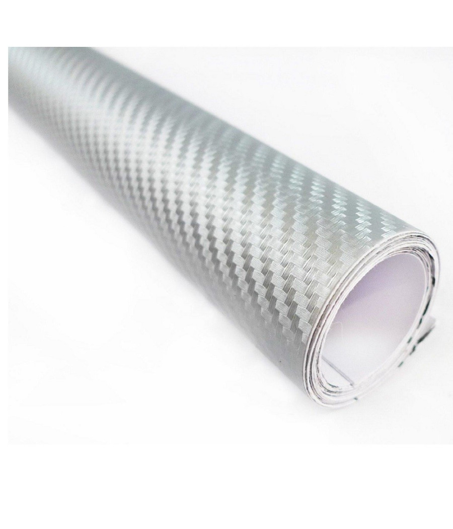 Pellicola Adesiva Auto Moto Fibra Di Carbonio 3d Grigia In Vinile 35x50cm