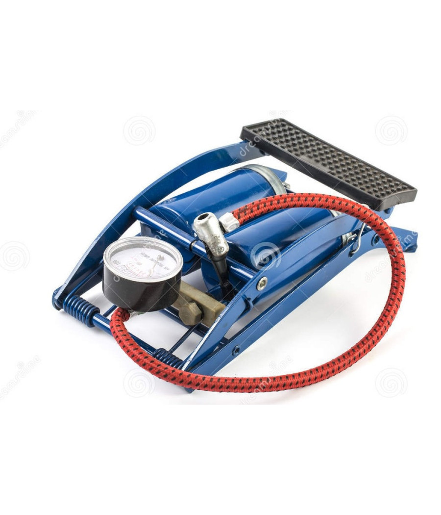 Pompa Gonfiatore A Pedale Doppio Cilindro Per Pneumatici Professionale 2 Tubi