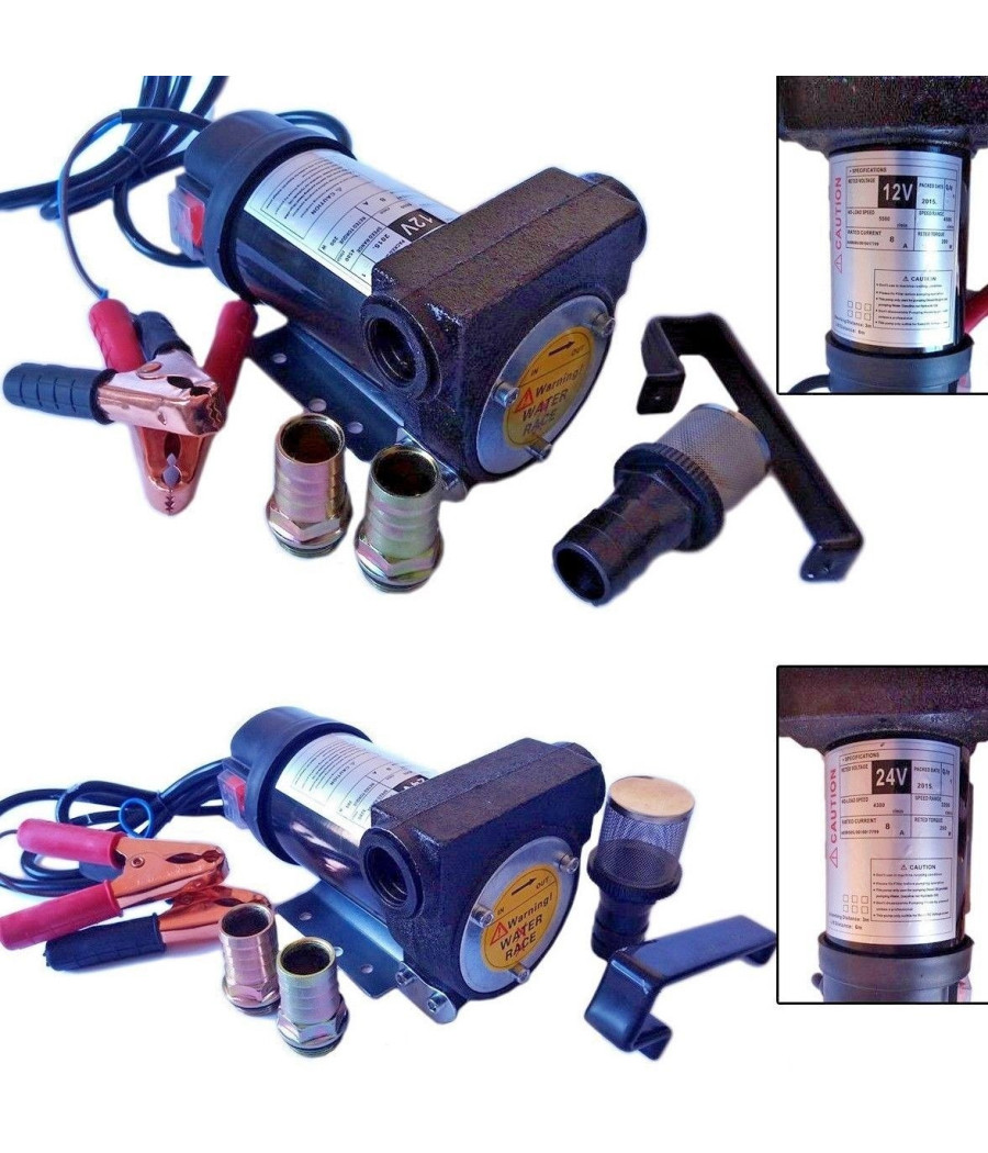 Pompa Travaso Elettrica Carburante Acqua Olio Diesel 12v 200 Watt Auto Barca