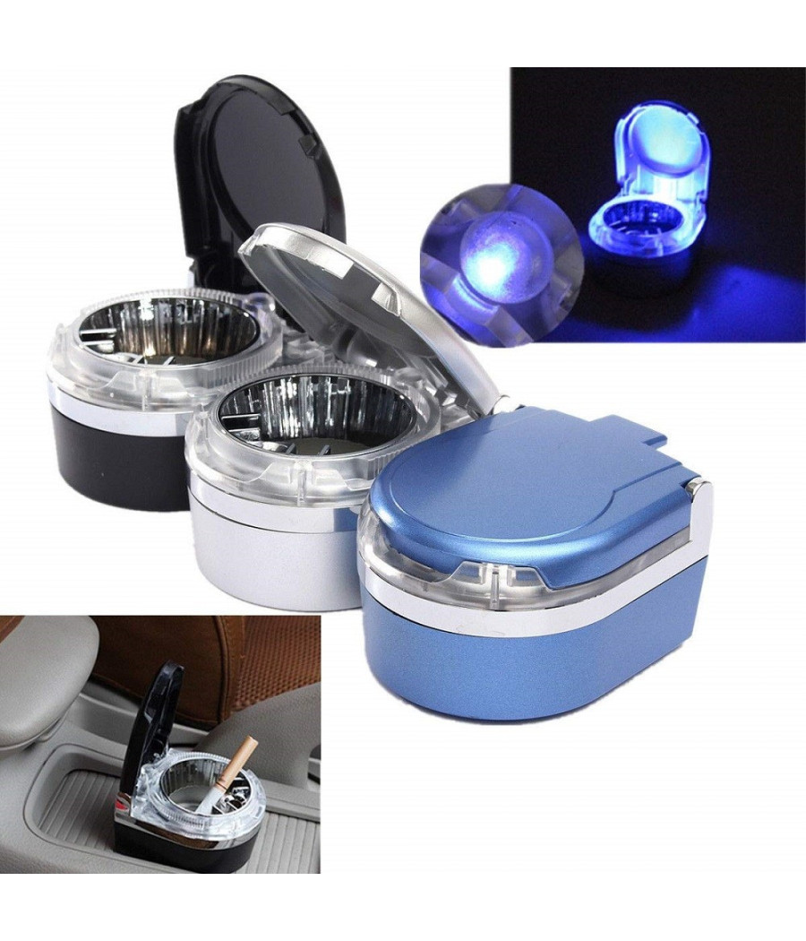Posacenere Con Luce Led Adesivo Per Ufficio Ceneriera Tavolo Auto Accessorio Universale