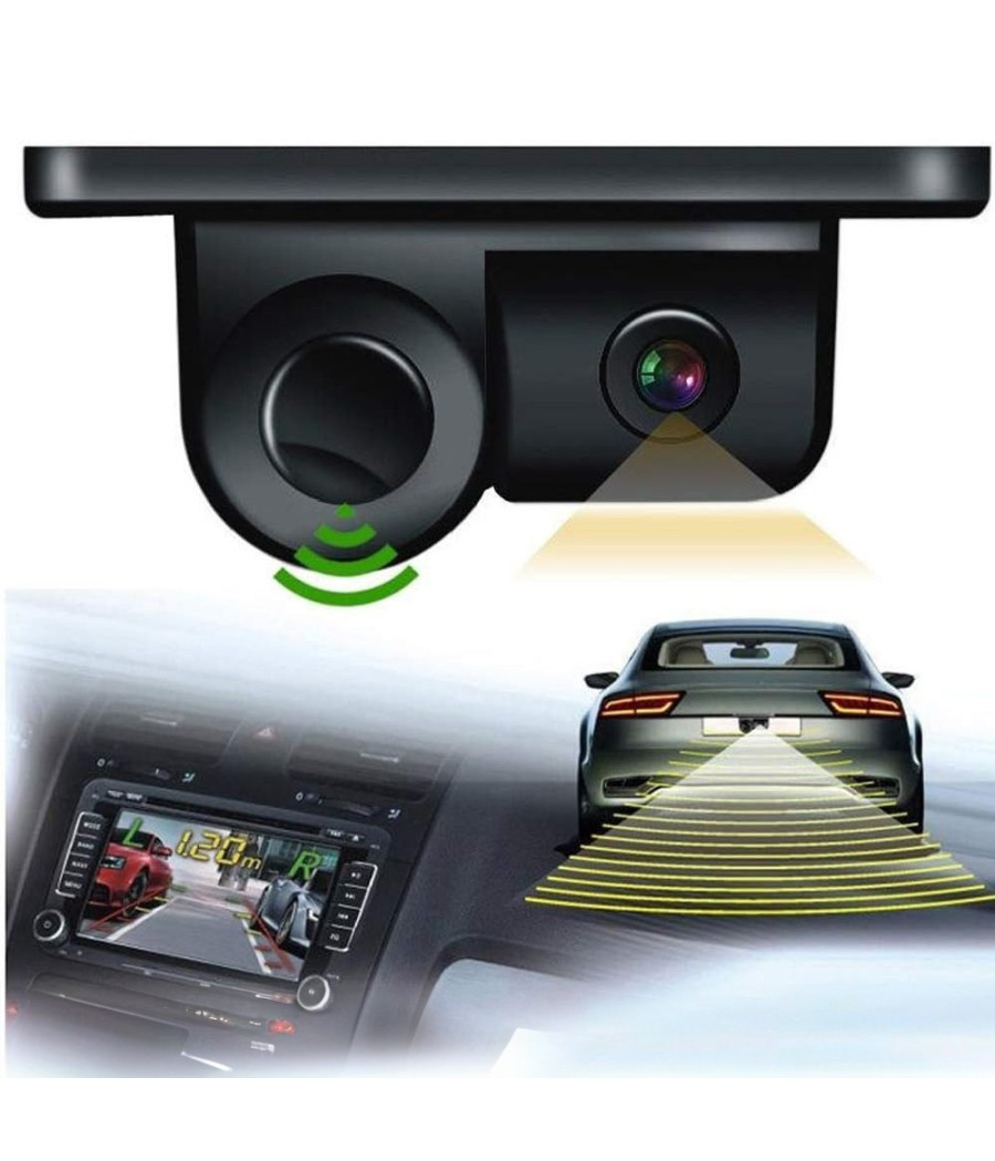Retrocamera Ac 201 Hd Telecamera Posteriore Sensore Parcheggio 2in1 Angolo 120°