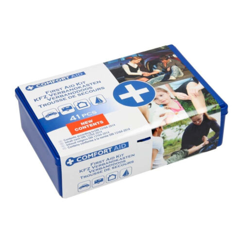 Scatola Primo Pronto Soccorso Kit 41 Pezzi Box Plastica Viaggio Emergenza Auto