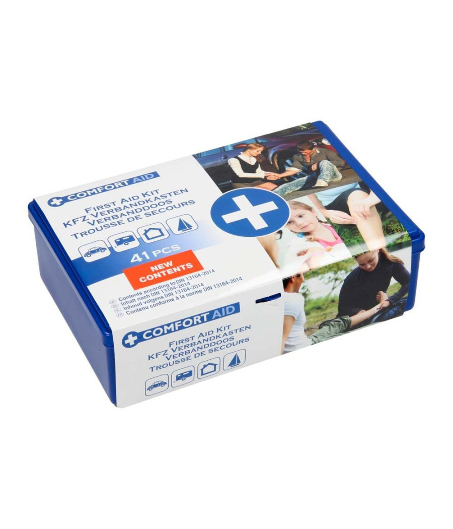 Scatola Primo Pronto Soccorso Kit 41 Pezzi Box Plastica Viaggio Emergenza Auto