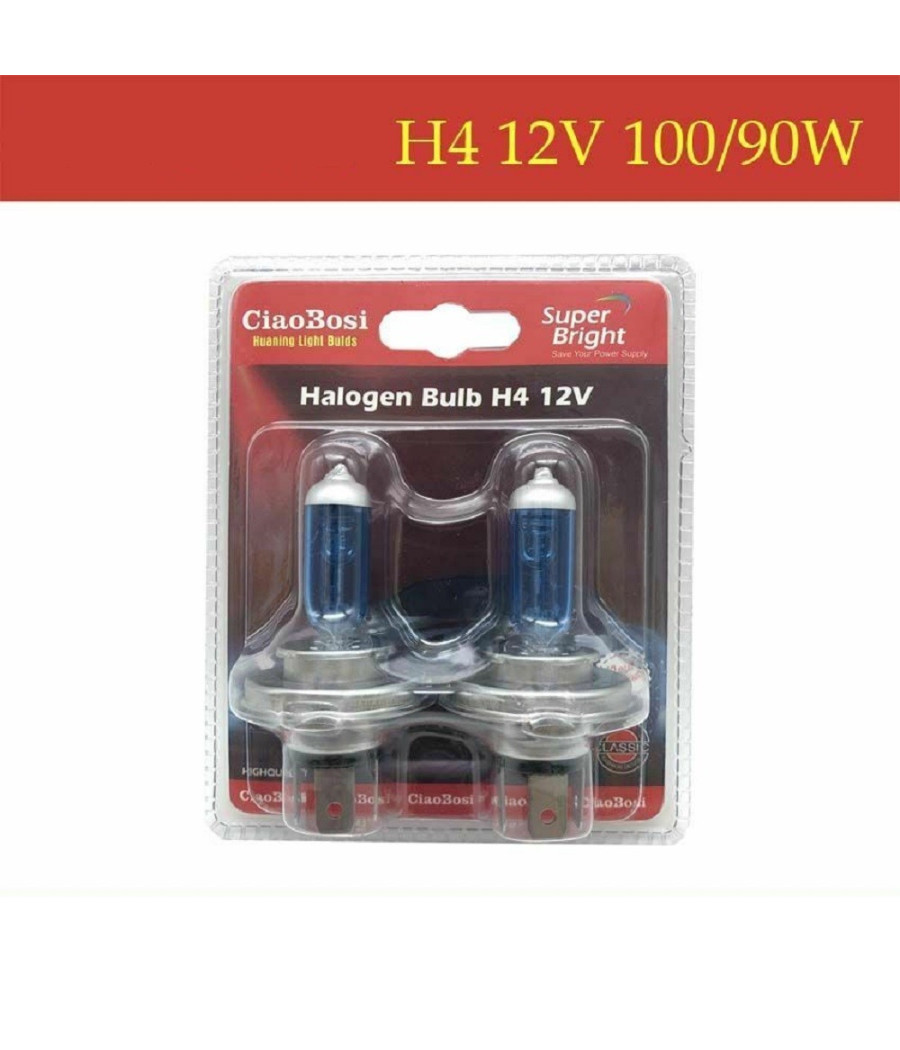 Set 2 Lampadine Lampade Auto Moto Alogene H4 12v 100 Watt C-6279