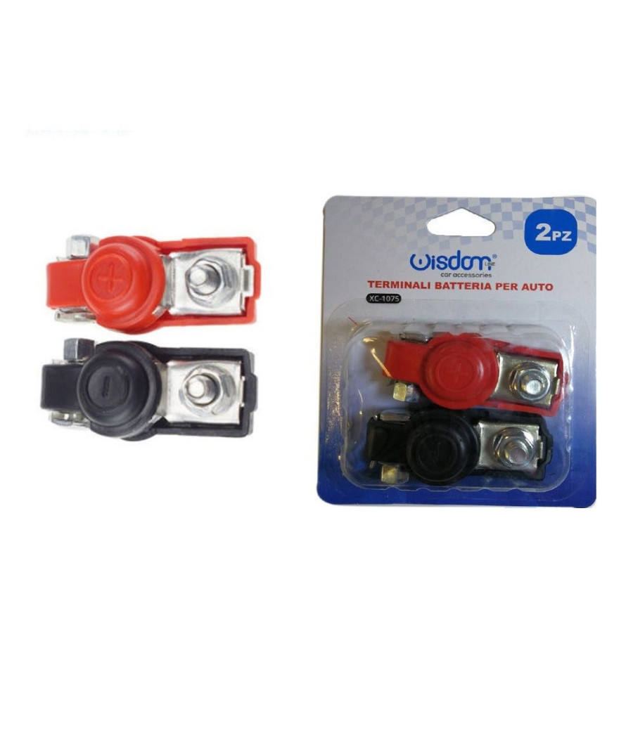 Set 2pz Terminali Batteria Furgone Coppia Clip Per Auto Ricambi Morsetti Xc-1075