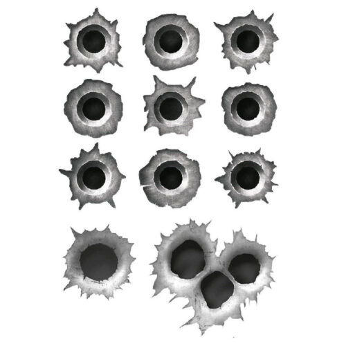 Set 3pz Adesivi Fori Di Proiettile Grigio Scuro Per Auto Moto Notebook Smartphone