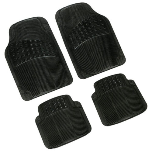 Set 4 Pezzi Tappeti Per Auto Tappetini Universali In Gomma Sintetica Pvc Nero