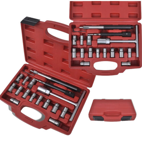 Set Kit Alesatori Per La Pulizia Iniettore Iniettori Auto Motore Diesel 17 Pz
