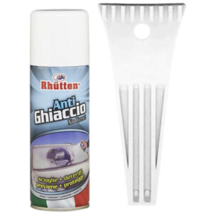 Set Raschietto + Antighiaccio Raschia Spray Ghiaccio Neve 200ml Parabrezza Auto