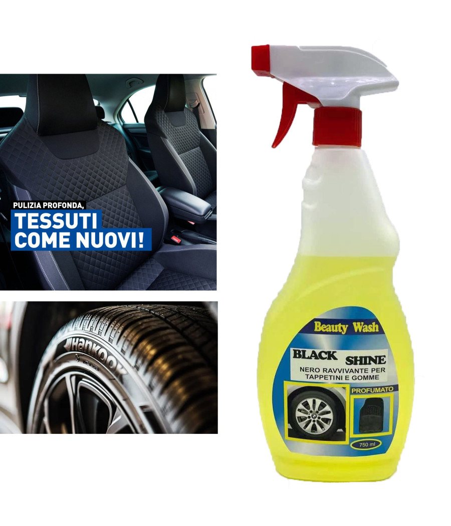 Spray Detergente Ravvivante Per Tappetini E Ruote Auto Nero Veicoli Moto 750ml