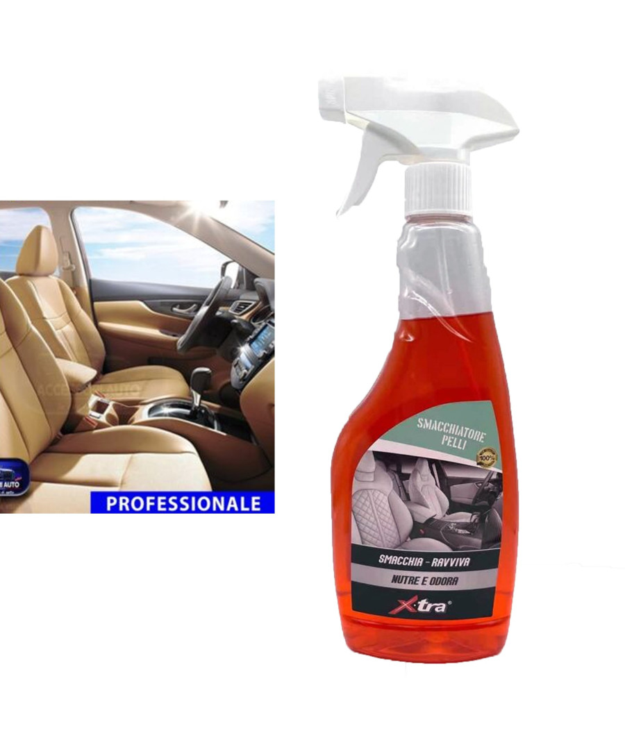 Spray Detergente Smacchiatore Pelli Smacchia Ravviva E Profumatore Auto Da 500ml