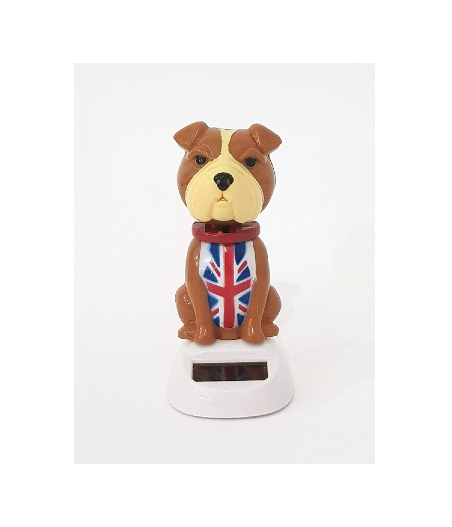 Statuetta Oscillante Ad Energia Solare Cane Con Bandiera Dondolo Movimento Auto